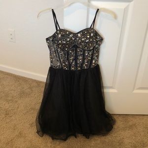 Black formal mini dress